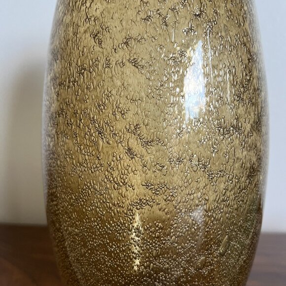 Murano Bubble Glass Vase Oval Shape Yellow Brown Color 10" Tall - Picture 4 of 14